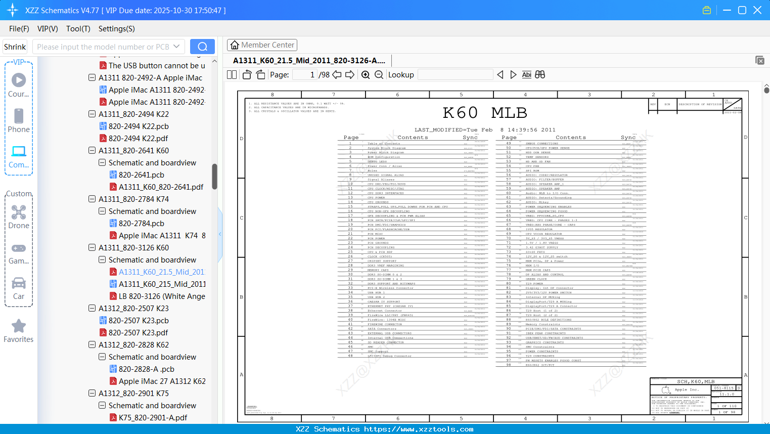 Laptop Apple A1311_K60_21.5_Mid_2011_820-3126-A